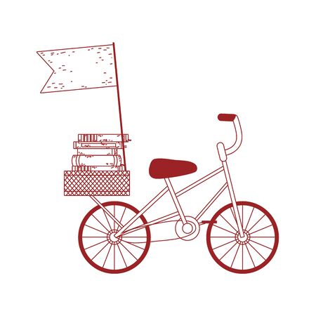 book day, bicycle with books and isolated icon line styleのイラスト素材