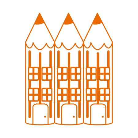 color pencils shaped house home education line color style iconのイラスト素材