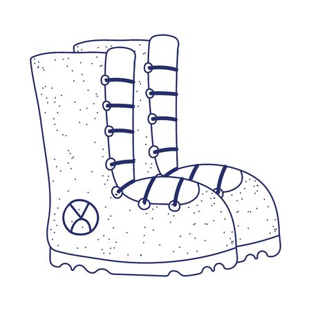 camping boots footwear accessory isolated icon design vector illustration line styleのイラスト素材