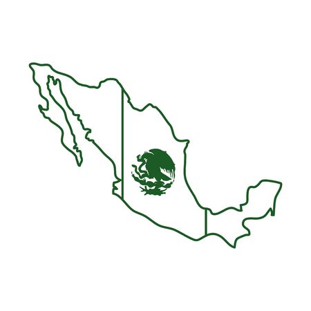 mexican flag in map cinco de mayo celebration vector illustration line style iconのイラスト素材