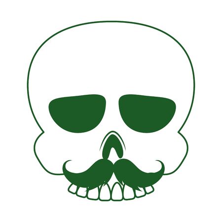 skull with mustache cinco de mayo mexican celebration vector illustration line style iconのイラスト素材