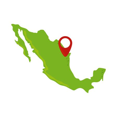 mexican map location pointer cinco de mayo celebration vector illustration flat style iconのイラスト素材