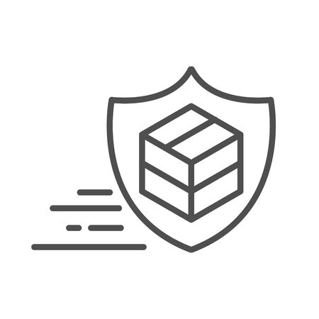 shield cardboard box cargo shipping related delivery vector illustration line style iconのイラスト素材
