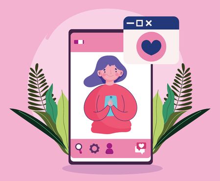 young woman in screen smartphone chat loveのイラスト素材