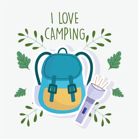 camping flashlight rucksack vacations activity adventure design vector illustrationのイラスト素材