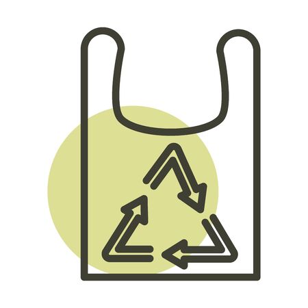 plastic shopping bag recycle alternative sustainable energy line style iconのイラスト素材
