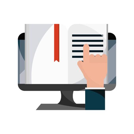 computer ebook content study online education vector illustration isolated icon shadowのイラスト素材