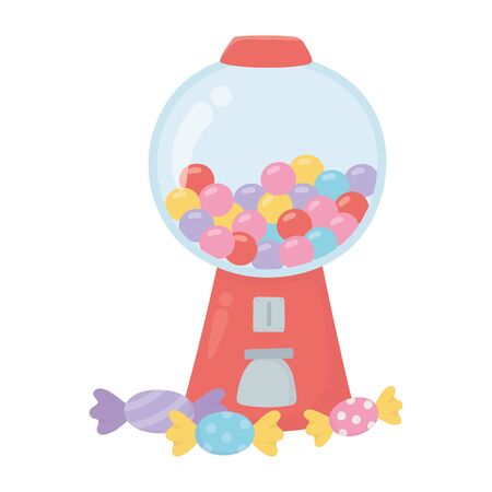 happy day, gumball machine donuts caramels cartoon vector illustrationのイラスト素材