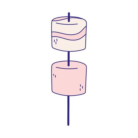 marshmallows in stick sweet candy confectionery isolated icon vector illustrationのイラスト素材