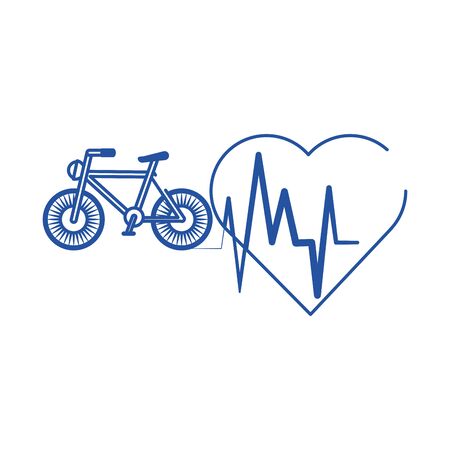 online doctor heartbeat health care blue line style iconのイラスト素材