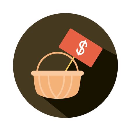 empty shopping basket money, rising food prices, block style iconのイラスト素材