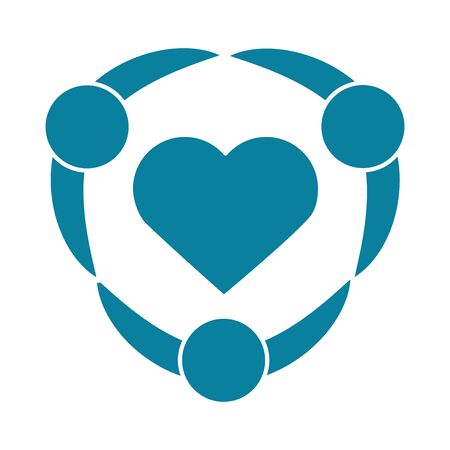 happy friendship day celebration people in hug with heart silhouette style iconのイラスト素材