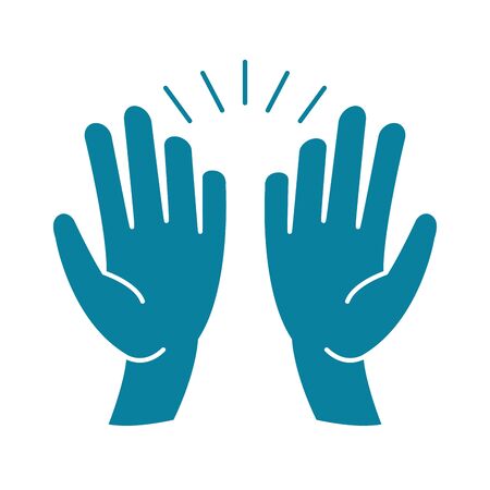 happy friendship day celebration hands high five silhouette style iconのイラスト素材