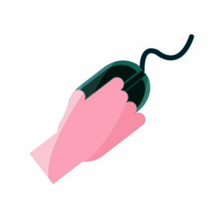 online activities, hand using mouse conneted internet vector illustration flat style iconのイラスト素材