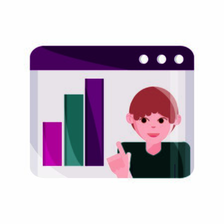 online activities, business report chart businesspeople character vector illustration flat style iconのイラスト素材