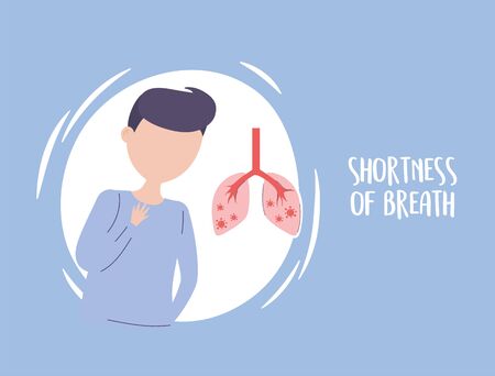 covid 19 pandemic infographic, man with shortness of breathのイラスト素材