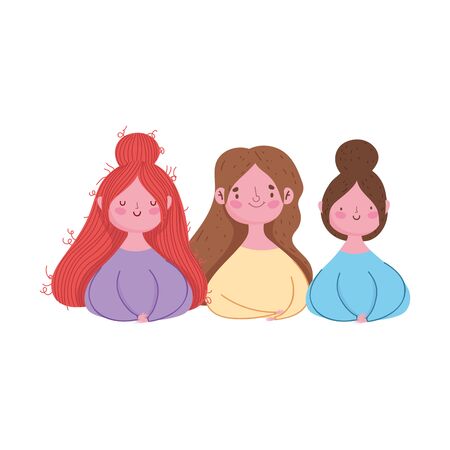 group women young female character isolated design vector illustrationのイラスト素材