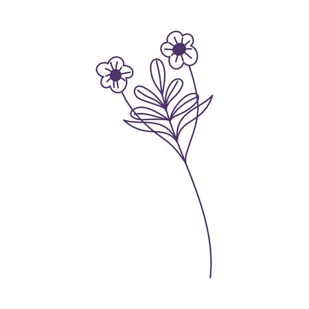 flower leaf stem botanical nature decoration isolated icon line styleのイラスト素材