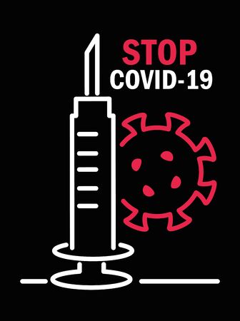 syringe vaccine treatment covid 19, pandemic coronavirus, outbreak disease respiratoryのイラスト素材
