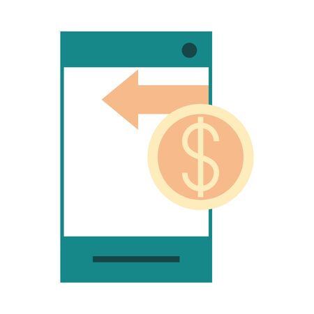 mobile banking, smartphone money transfer bank vector illustration flat style iconのイラスト素材