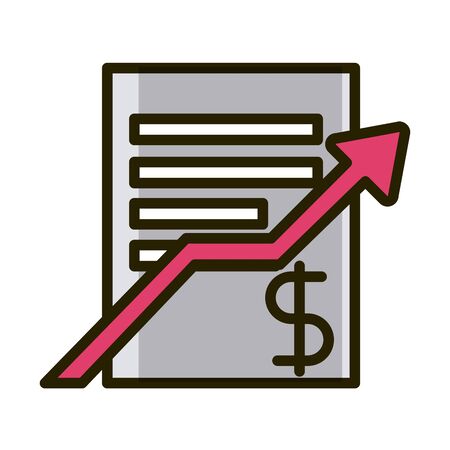 business report profit arrow financial investing vector illustration line and fill iconのイラスト素材