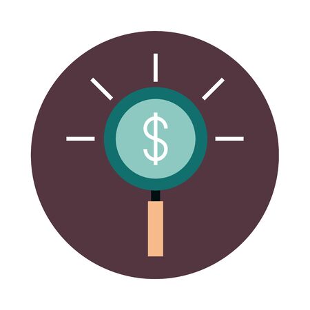 mobile banking, magnifying glass money analysis business block style iconのイラスト素材