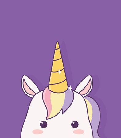 unicorn face cartoon character magical fantasyのイラスト素材