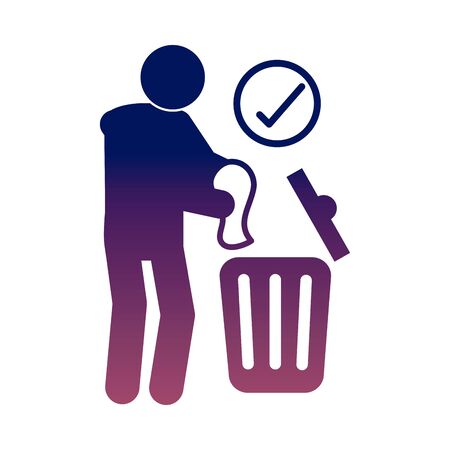 coronavirus covid 19, tissue paper into the trash prevent the spread, health , gradient style iconのイラスト素材