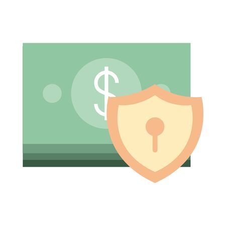 mobile banking, stacked of banknote money protection vector illustration flat style iconのイラスト素材