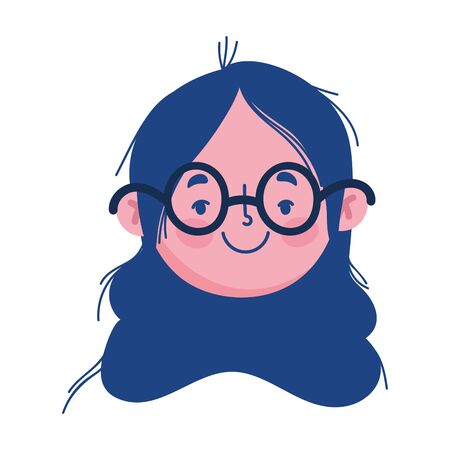 Avatar woman head with glasses design, Girl female person people human and social media theme Vector illustrationのイラスト素材
