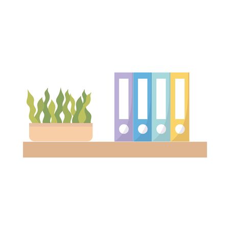 Shelf with books and plant design, Home room decoration interior modern house decor living and apartment theme Vector illustrationのイラスト素材