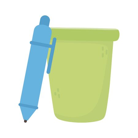 Pen and mug design, Tool write office object instrument equipment draw art and learn theme Vector illustrationのイラスト素材