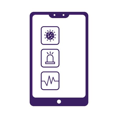 Covid 19 virus smartphone alarm and pulse vector designのイラスト素材