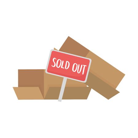 Sold out banner and boxes vector designのイラスト素材