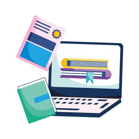 Isolated ebooks and laptop vector designのイラスト素材