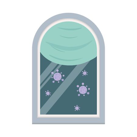 covid 19 coronavirus window curtain isolated icon white backgroundのイラスト素材