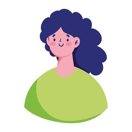 young woman portrait character isolated icon on white background vector illustrationのイラスト素材