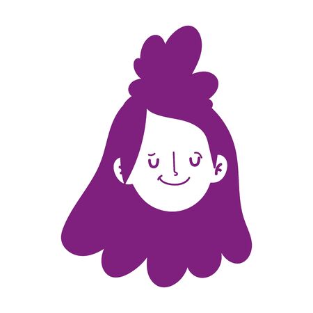 girl face cartoon character isolated icon white backgroundのイラスト素材