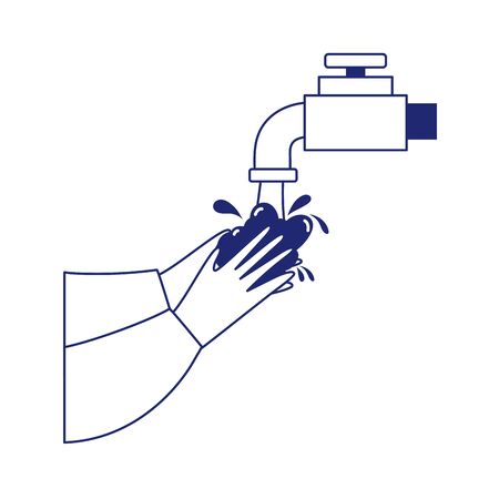 covid 19 coronavirus washing hands frequently isolated icon white background vector illustrationのイラスト素材
