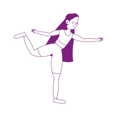 young woman in yoga pose practicing isolated icon white backgroundのイラスト素材