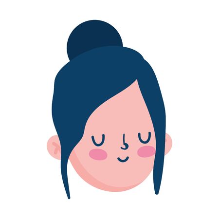 girl face cartoon character isolated icon white backgroundのイラスト素材