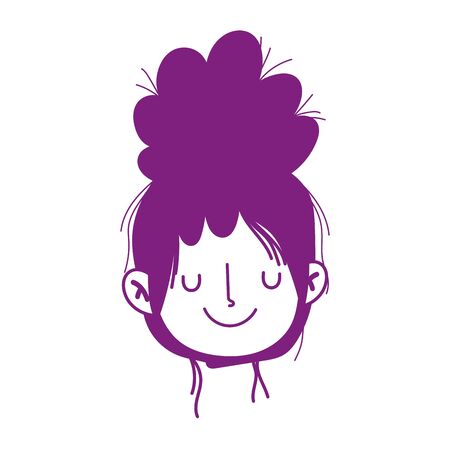 girl face cartoon character isolated icon white backgroundのイラスト素材