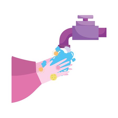 covid 19 coronavirus, prevention wash your hands frequentlyのイラスト素材