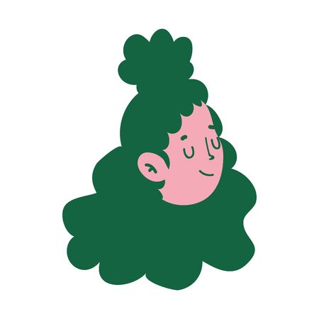 girl face cartoon character isolated icon white backgroundのイラスト素材