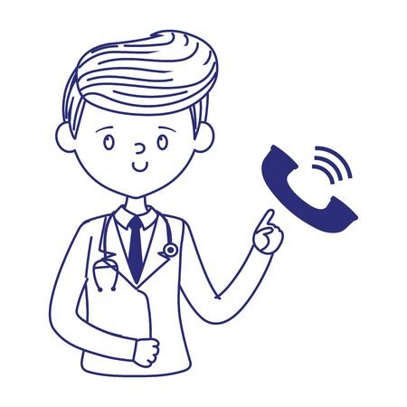 covid 19 coronavirus, doctor with stethoscope telephone callのイラスト素材