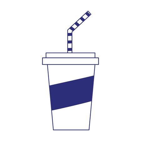 disposable paper coffee cup with straw isolated icon on white backgroundのイラスト素材