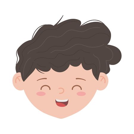 young boy face character isolated icon white backgroundのイラスト素材