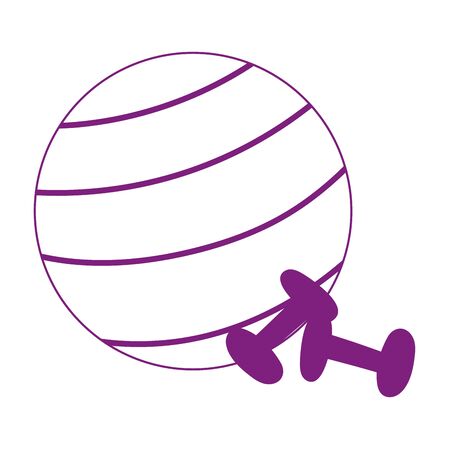 gym fitness ball and dumbbells isolated icon white backgroundのイラスト素材