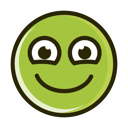 funny smiley happy emoticon face expression vector illustration line and fill iconのイラスト素材