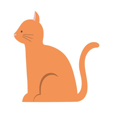 pet cat sitting cartoon isolated icon on white background vector illustrationのイラスト素材